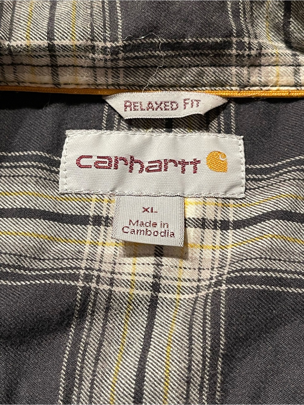 Carhartt Men's Navy and White Plaid Button-Down Shirt - Picture 2 of 5